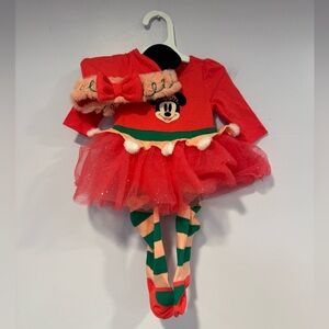 Disney Minnie Mouse Elf Christmas tutu with Santa hat baby outfit